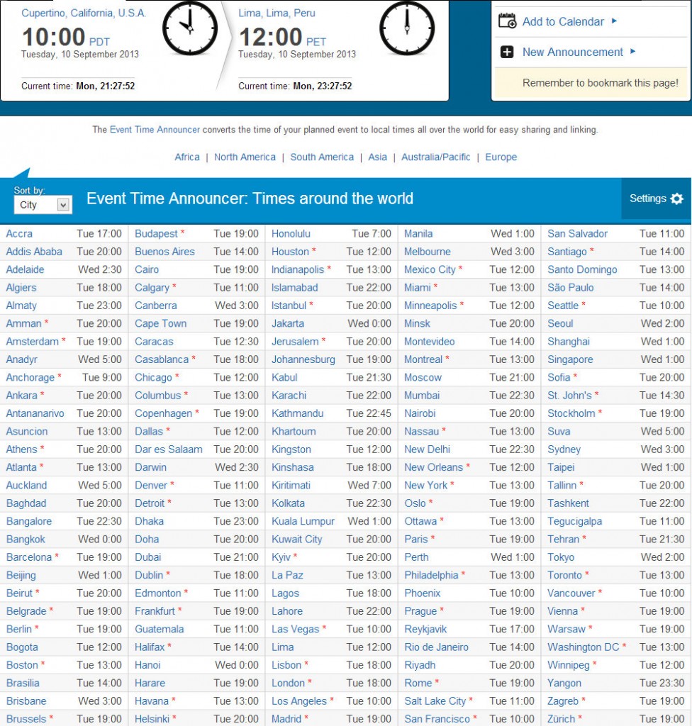 Guía de horarios A qué hora es el anuncio y la conferencia  keynote de Apple del nuevo iPhone 5S