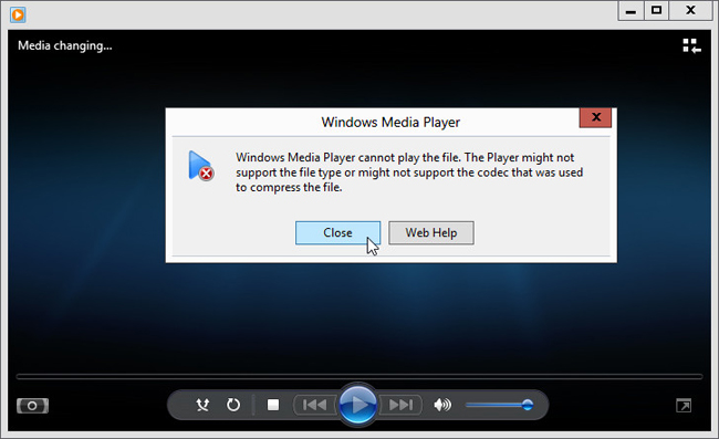 Windows Media Player error