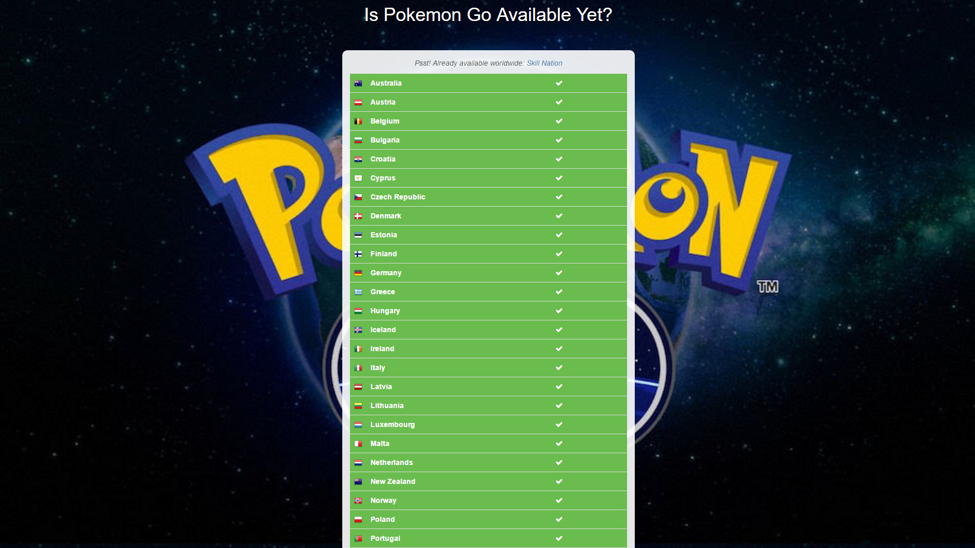 Is pokemon go available YET